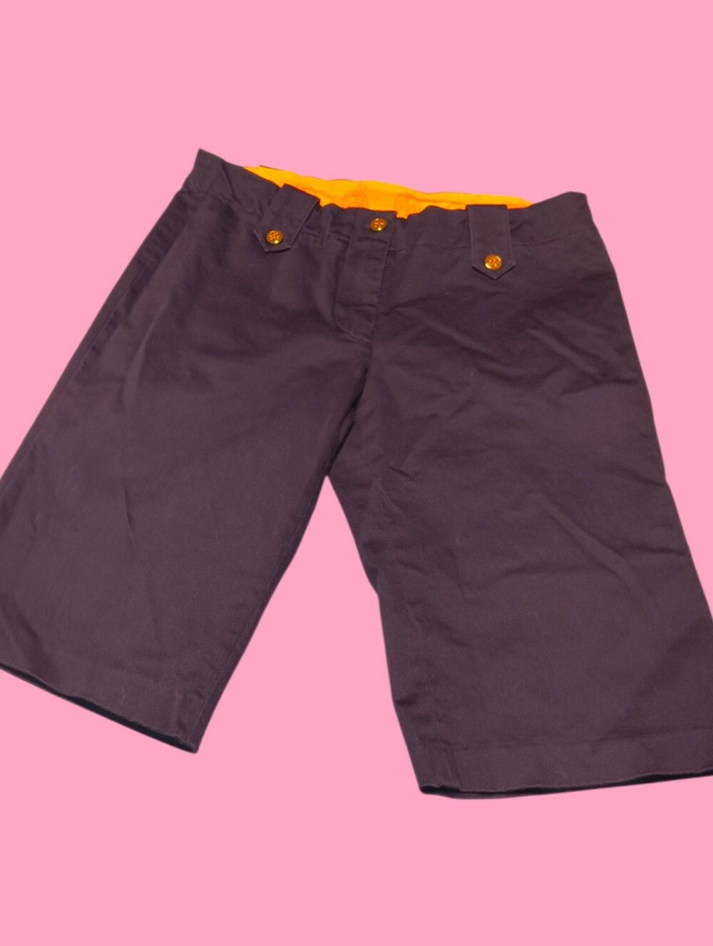 Tory Burch Navy Walking Shorts with Gold Buttons (2)